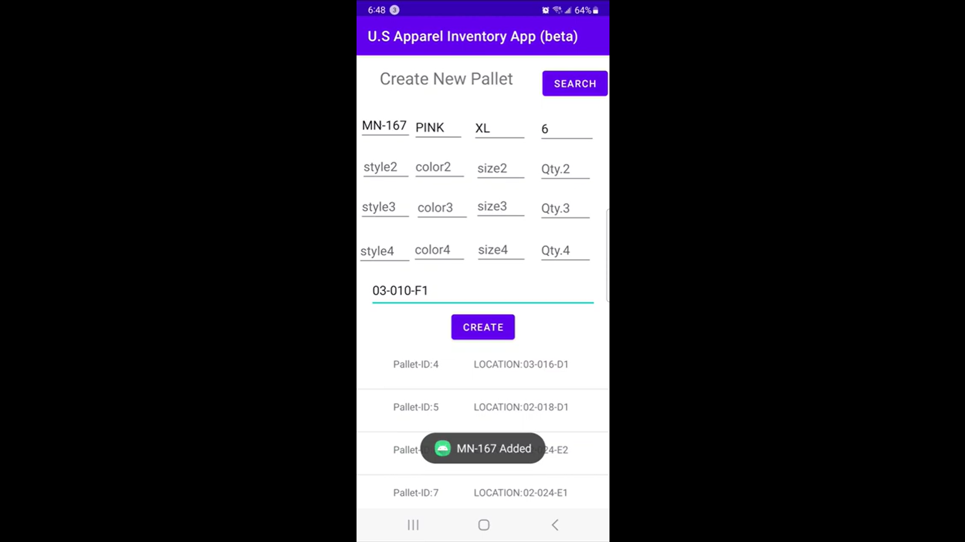 Android inventory app